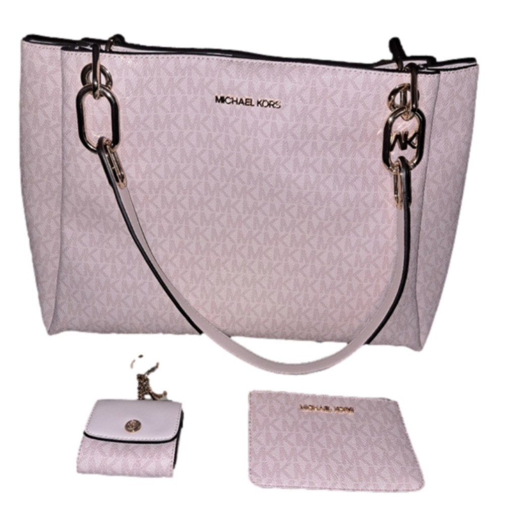 MICHAEL Kors dark powder blush Trisha large logo shoulder bag